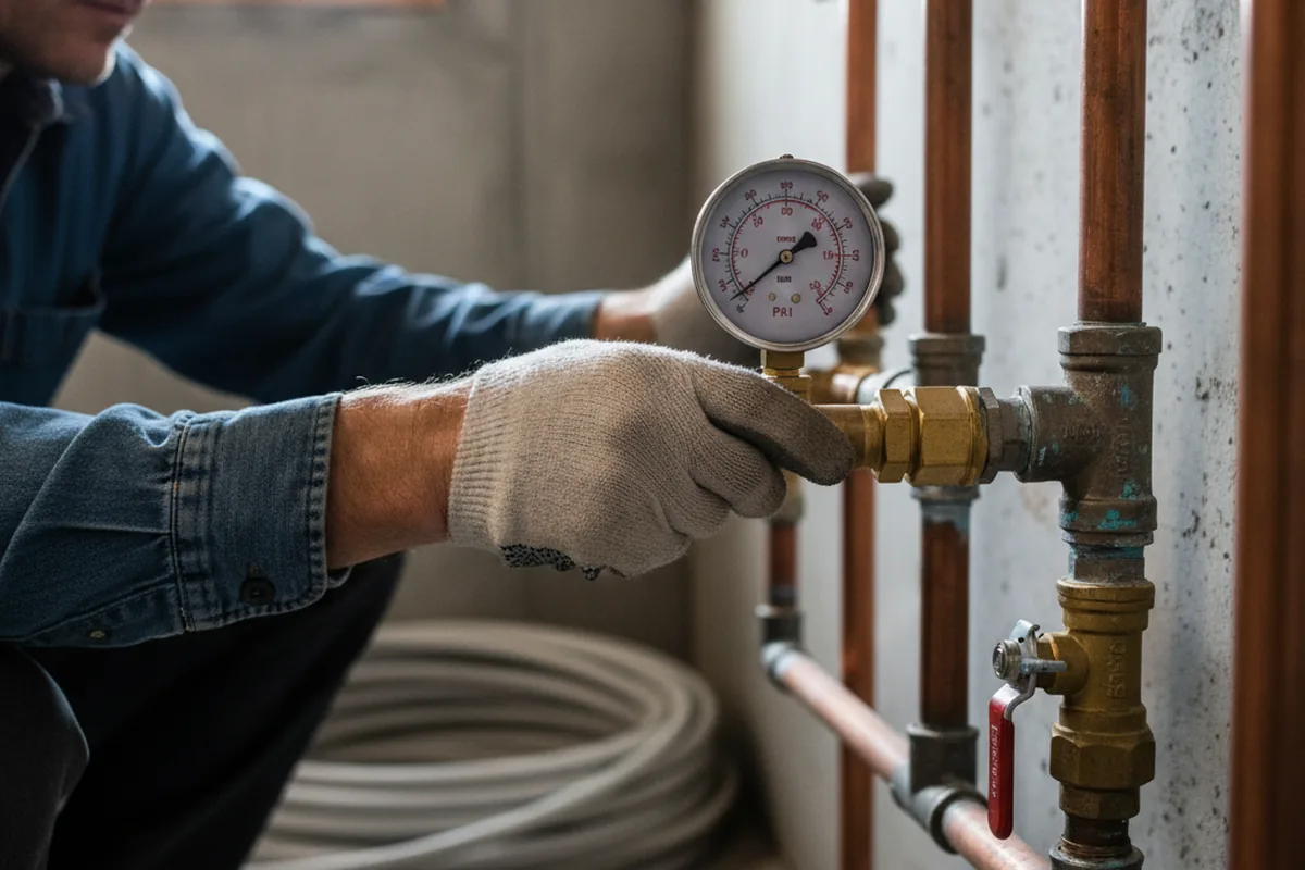 Pressure testing a repaired line during Water Line Repair in Dillsburg